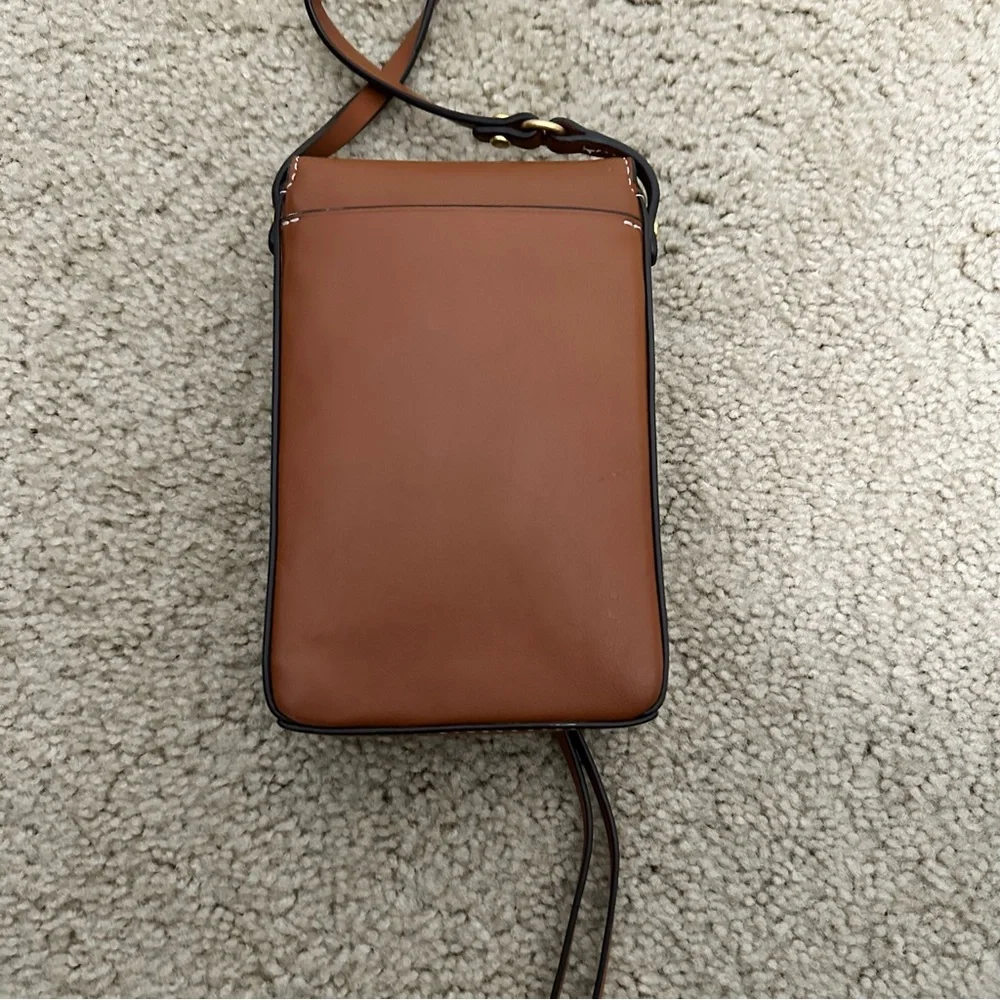 Tory Burch Miller Metal Phone‎ Crossbody Purse Bag in Aged Camello Leather EUC